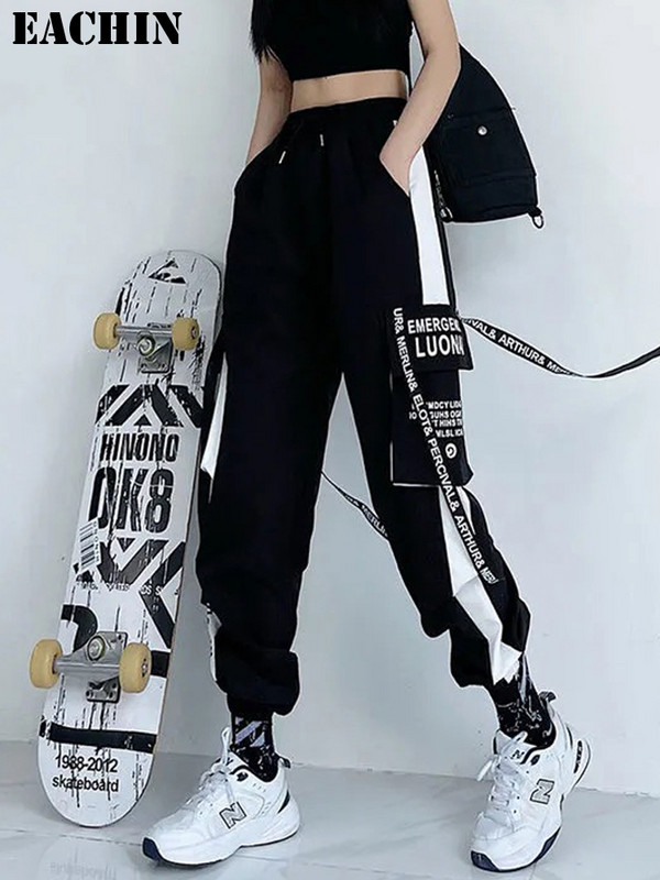 Ženske kargo hlače visokog struka 2023. Široke sportske hlače Ulična odjeća Harajuku ležerne hlače Visokokvalitetni donji dio elastičnog struka