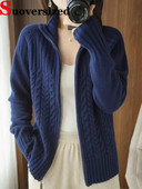 Pletene majice s dugim rukavima sa samostojećim ovratnikom Široke 4xl kardigani s patentnim zatvaračem Ležerni džemper Korejska modna pletiva Odjevni predmeti