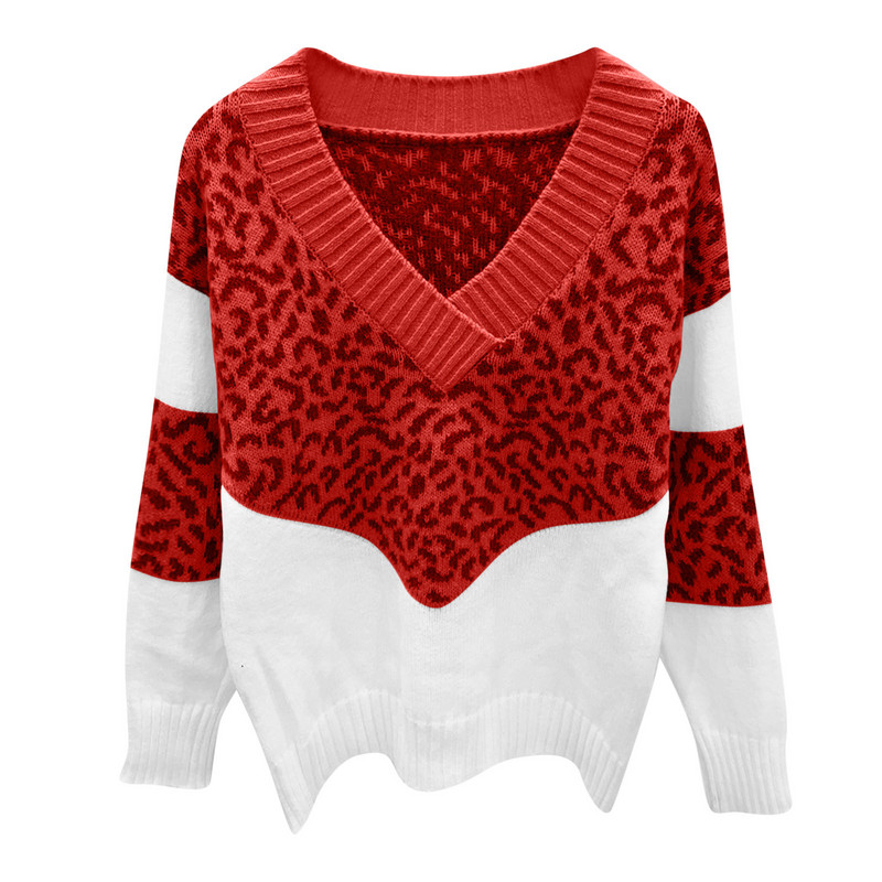 Jesen Zima Ženski pulover Novi prugasti mekani pulover s V-izrezom Modni ležerni široki džemperi Ženski džemperi 2021. Majice Dropshipping