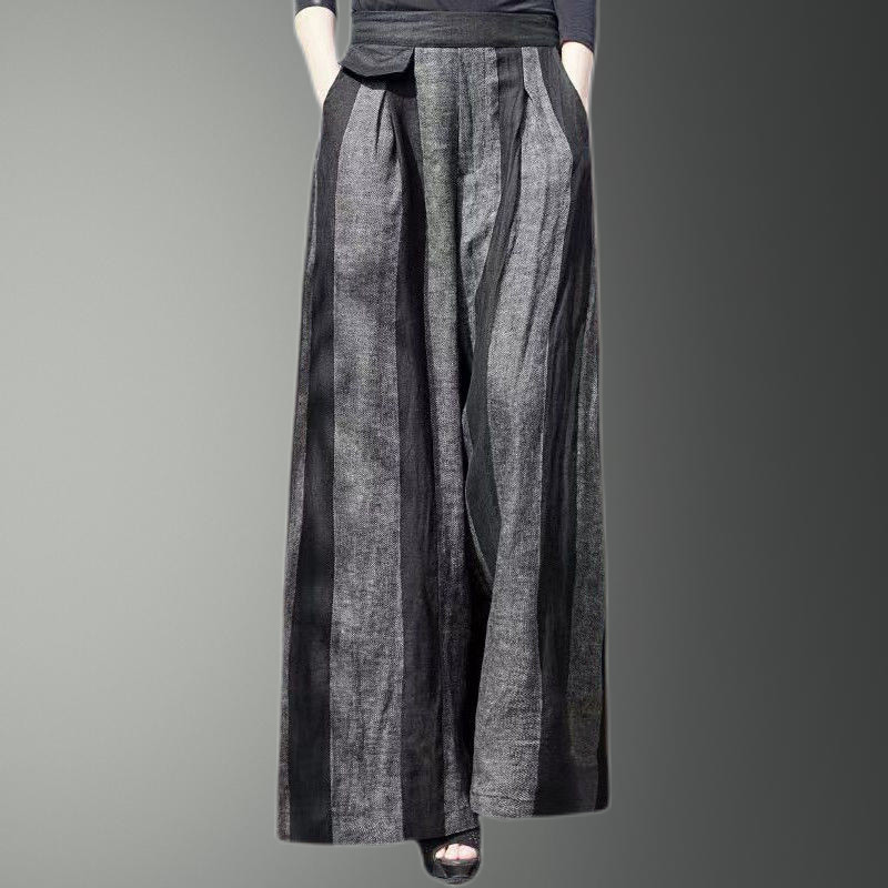 Proljeće ljeto Nova moda na pruge širokih nogavica s elastičnim strukom Ženska ležerna ravna ženska odjeća nepravilnog visokog struka