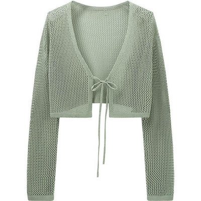 Kardigani Ženske kreme za sunčanje Izdubljeni Nježni Udobni Prozračni Novo proljeće Ulzzang Holiday Mori Djevojka Chic V-izrez Dizajn Kratko slobodno vrijeme