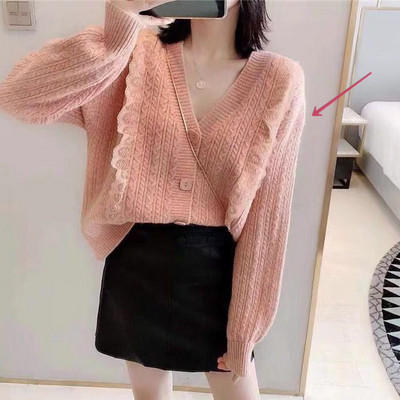 Cardigan cu decolteu în V Femei Temperament Nou Largi All-match Femei Tricotat Toamnă Chic Ins Moda fragedă Casual Fete tinere de colegiu