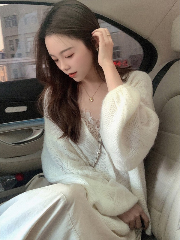 Kardigan Ženski minimalistički retro osnovni ležerni proljetni džemper Čisti dnevni Višeslojni nježni korejski stil Trendy opušteni ženski klasični