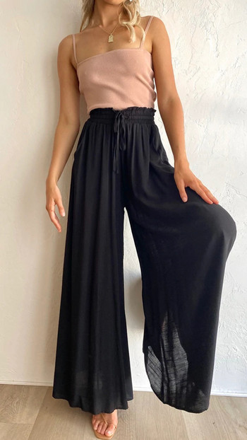Γυναικεία φούστα παντελόνι με φαρδύ πόδι με ελαστική μέση για υπαίθριο σπίτι Άνετο καλοκαιρινό μακρύ φαρδύ παντελόνι 2022