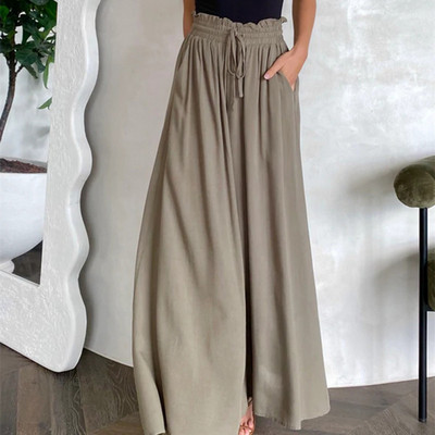 Ženske ležerne hlače širokih nogavica s elastičnim strukom Hlače za izlaske u prirodi Ženske udobne ljetne duge široke hlače 2022.