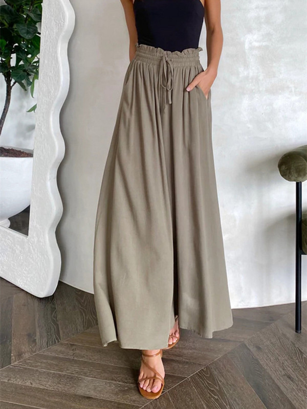 Ženske ležerne hlače širokih nogavica s elastičnim strukom Hlače za izlaske u prirodi Ženske udobne ljetne duge široke hlače 2022.