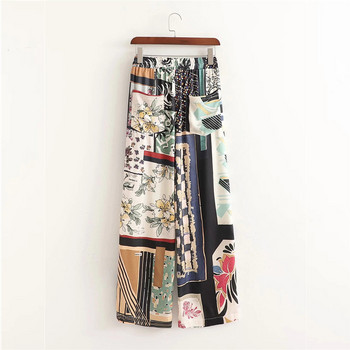 PSEEWE Γυναικείο παντελόνι Patchwork Ψηλόμεσο παντελόνι για Γυναικείο Καλοκαίρι 2021 Vintage Φαρδύ παντελόνι με φαρδύ πόδι Γυναικείο ελαστική μέση