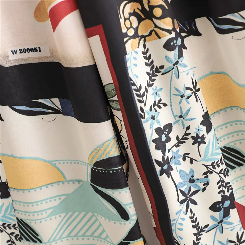 PSEEWE Ženske hlače Patchwork hlače visokog struka za žene Ljeto 2021. Vintage labave hlače širokih nogavica Ženske elastične hlače u struku