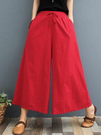 2023 Φθινόπωρο Γυναικείο Βαμβακερό λινό ίσιο παντελόνι Joggers Casual μαλακό φαρδύ παντελόνι για γυναίκες ψηλόμεσο παντελόνι γραφείου oversize