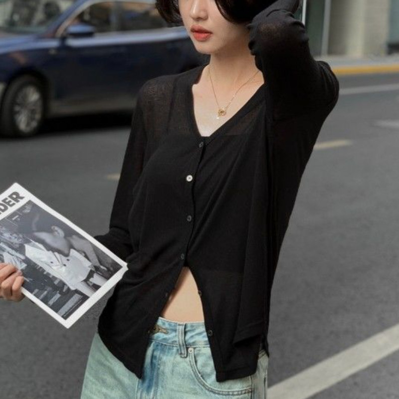 Kardigan otporan na sunce Ženski prozirni vrećasti starinski ljetni prozračni ležerni Vacation Mujer Tender Harajuku Jednostavni tanki Ulzzang