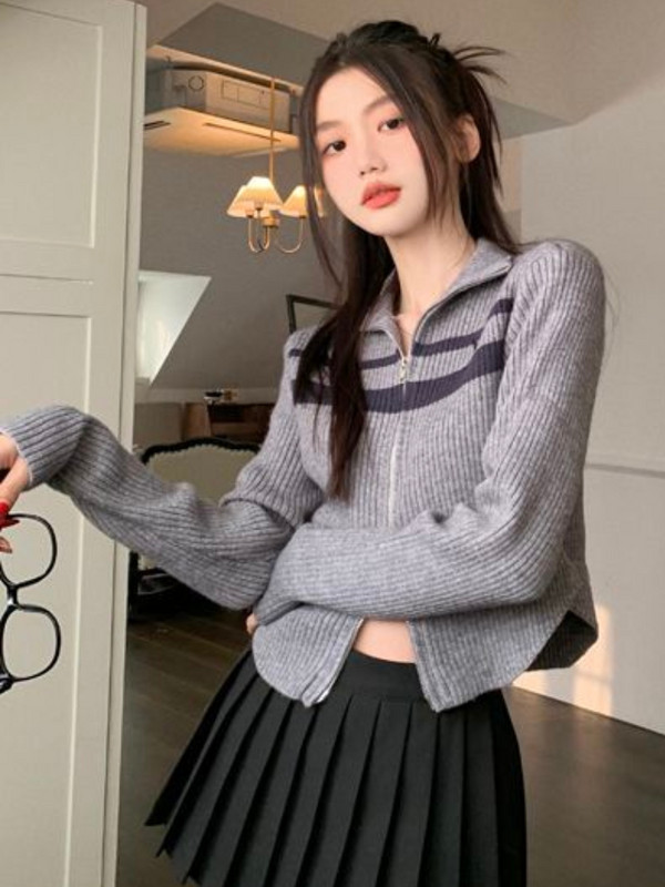 Ženski kardigan za pletenje Svakodnevni, uski modni, elegantan, retro, jednostavan, sveobuhvatan, dizajniran u korejskom stilu, proljetni, uredski, ženski, elegantan, udoban