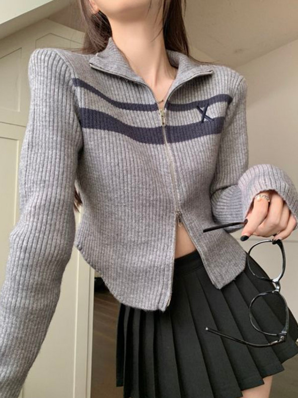 Ženski kardigan za pletenje Svakodnevni, uski modni, elegantan, retro, jednostavan, sveobuhvatan, dizajniran u korejskom stilu, proljetni, uredski, ženski, elegantan, udoban