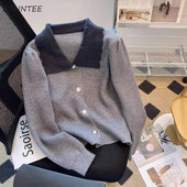 Ženski kardigani s obloženim vintage jednokopčanim kopčanjem, modni francuski stil, nježna jesen, novi, udobni, ženski, ležerni, sveobuhvatni, elegantni dodaci