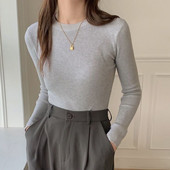 Lucyever naiste kampsun, sügistalvine sviiter, sügistalv Basic Slim Fit, O-kaelusega silmkoelised kampsunid, naiste täissoonega pikkade varrukatega džemprid top