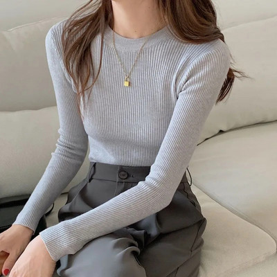 Lucyever naiste kampsun, sügistalvine sviiter, sügistalv Basic Slim Fit, O-kaelusega silmkoelised kampsunid, naiste täissoonega pikkade varrukatega džemprid top