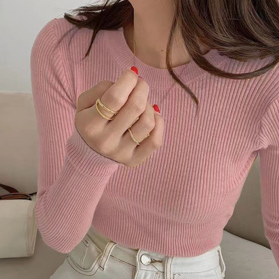 Lucyever naiste kampsun, sügistalvine sviiter, sügistalv Basic Slim Fit, O-kaelusega silmkoelised kampsunid, naiste täissoonega pikkade varrukatega džemprid top