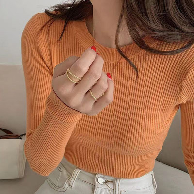 Lucyever naiste kampsun, sügistalvine sviiter, sügistalv Basic Slim Fit, O-kaelusega silmkoelised kampsunid, naiste täissoonega pikkade varrukatega džemprid top