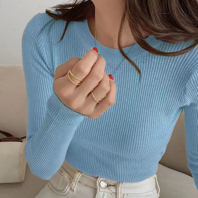 Lucyever naiste kampsun, sügistalvine sviiter, sügistalv Basic Slim Fit, O-kaelusega silmkoelised kampsunid, naiste täissoonega pikkade varrukatega džemprid top