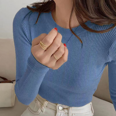 Lucyever naiste kampsun, sügistalvine sviiter, sügistalv Basic Slim Fit, O-kaelusega silmkoelised kampsunid, naiste täissoonega pikkade varrukatega džemprid top