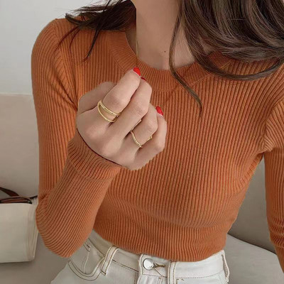 Lucyever naiste kampsun, sügistalvine sviiter, sügistalv Basic Slim Fit, O-kaelusega silmkoelised kampsunid, naiste täissoonega pikkade varrukatega džemprid top