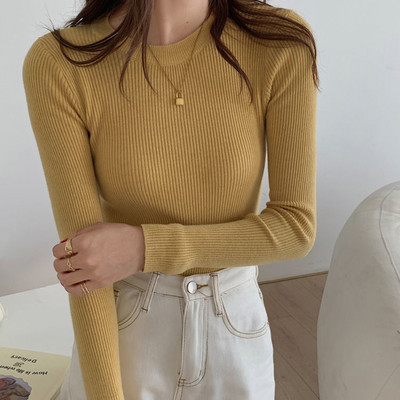 Lucyever naiste kampsun, sügistalvine sviiter, sügistalv Basic Slim Fit, O-kaelusega silmkoelised kampsunid, naiste täissoonega pikkade varrukatega džemprid top