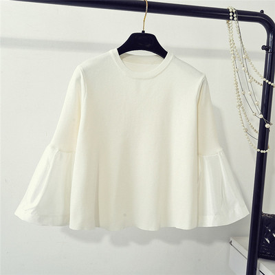 Proljeće 2023. slatki široki pulover ženske modne korejske pletene košulje s širokim rukavima puloveri s prugastim šavovima ženske majice blusa povlačenje