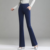 Naiste kõrge vöökohaga laiaulatuslikud püksid Office Lady Elegant sirged pikad püksid Stretch vabaaja naiste püksid Pantalones Suurus S-4XL