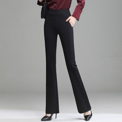Naiste kõrge vöökohaga laiaulatuslikud püksid Office Lady Elegant sirged pikad püksid Stretch vabaaja naiste püksid Pantalones Suurus S-4XL