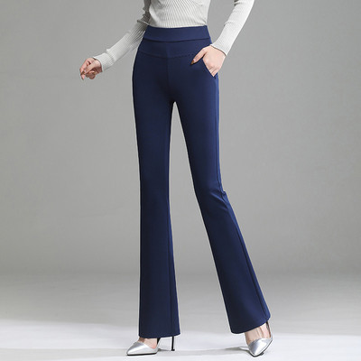 Naiste kõrge vöökohaga laiaulatuslikud püksid Office Lady Elegant sirged pikad püksid Stretch vabaaja naiste püksid Pantalones Suurus S-4XL