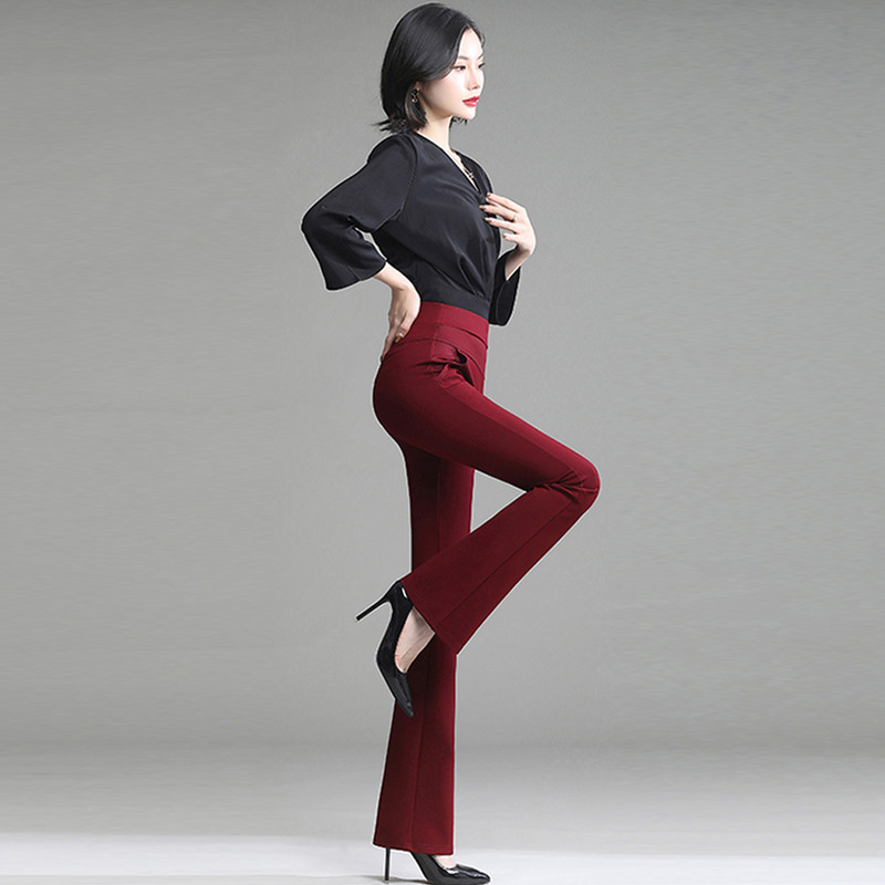 Ženske široke hlače visokog struka Uredske dame Elegantne ravne duge hlače Rastezljive ležerne ženske hlače Pantalone Veličina S-4XL