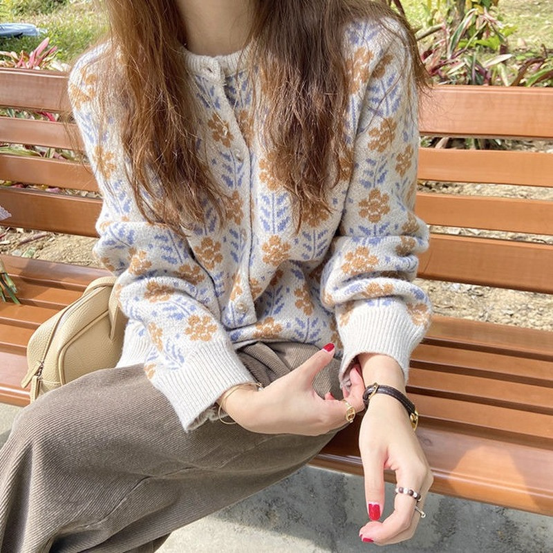 Ženski kardigan u 3 boje Opušteni proljetni cvjetni slatki blagdanski udobni Harajuku dizajn Vintage elegantni modni ženski ležerni jednostavni ins