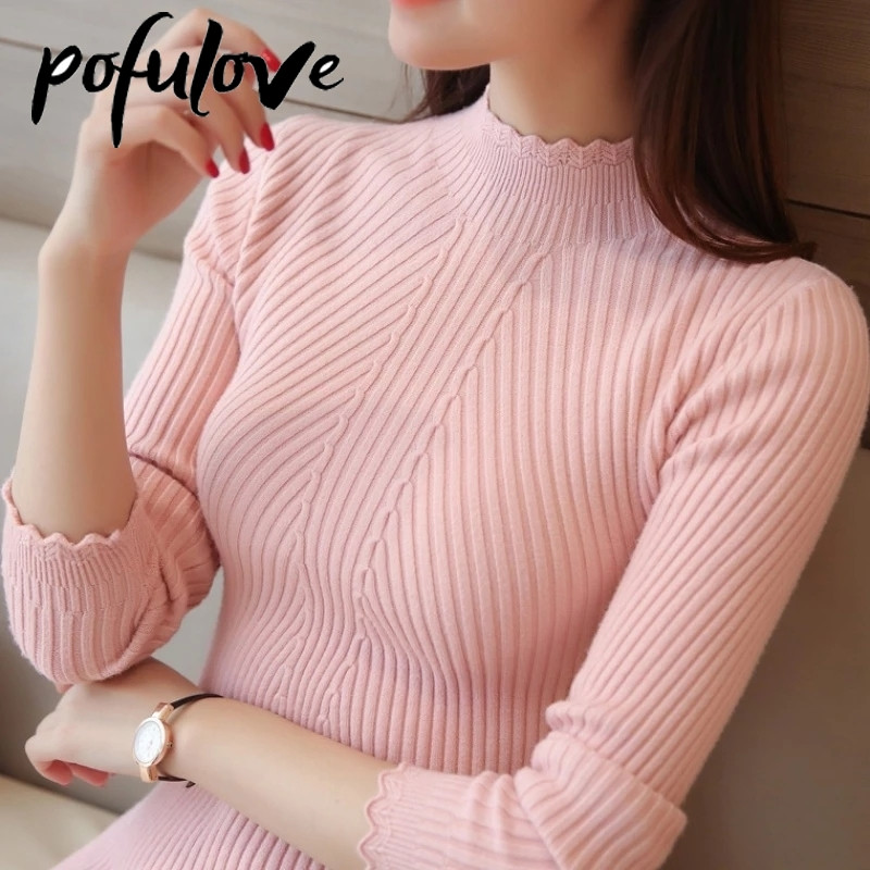 Ženski pulover u trendu 2023., modni, jesen-zima, pleteni pulover s dugim rukavima i dolčevitom, ženski korejski ležerni pulover