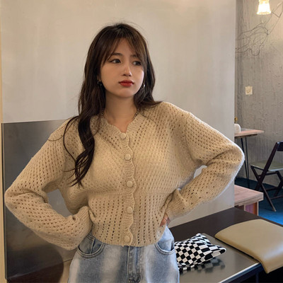 Naiste kardigan, vabaaja nööbiga, elegantne kontori naistele soliidne mood korea stiilis, armas, lihtne igapäevane pehme retro-kärbimine
