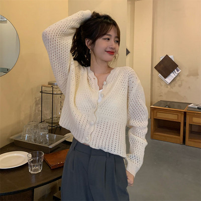 Naiste kardigan, vabaaja nööbiga, elegantne kontori naistele soliidne mood korea stiilis, armas, lihtne igapäevane pehme retro-kärbimine