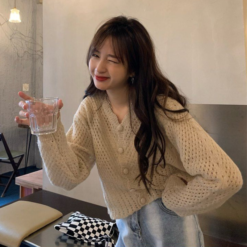 Naiste kardigan, vabaaja nööbiga, elegantne kontori naistele soliidne mood korea stiilis, armas, lihtne igapäevane pehme retro-kärbimine