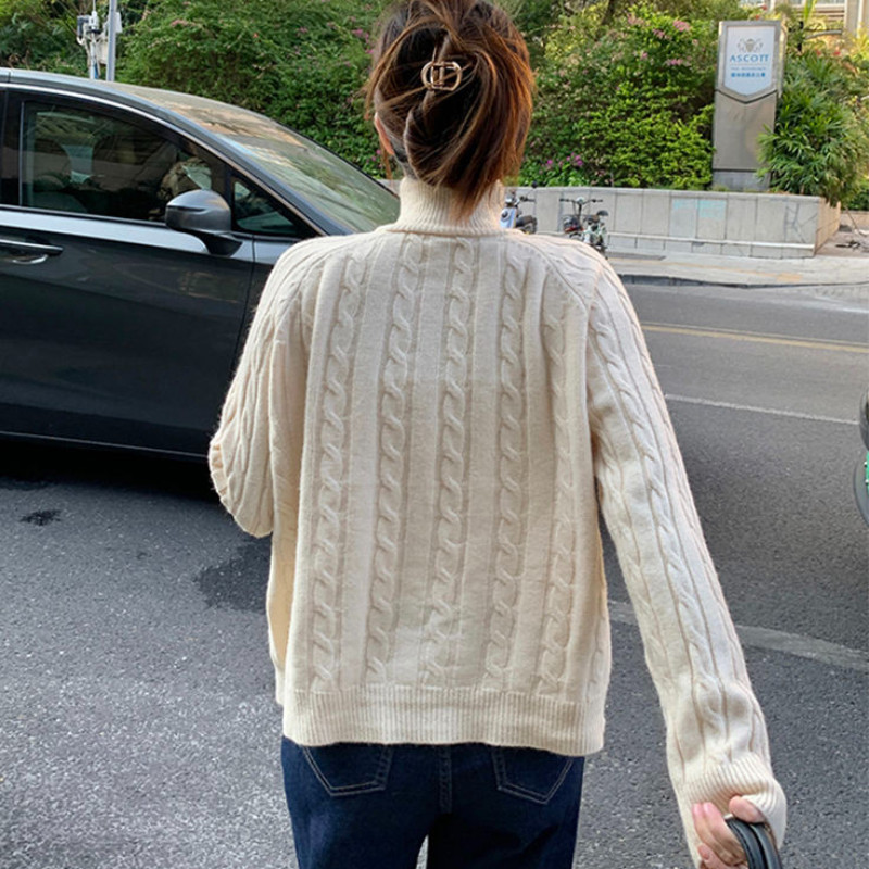 Ženski jesenski kardigan u 3 boje, jednobojni patentni zatvarač za pletenje, samostojeći ovratnik Uredske dame Temperamentni popularni korejski stil za sve