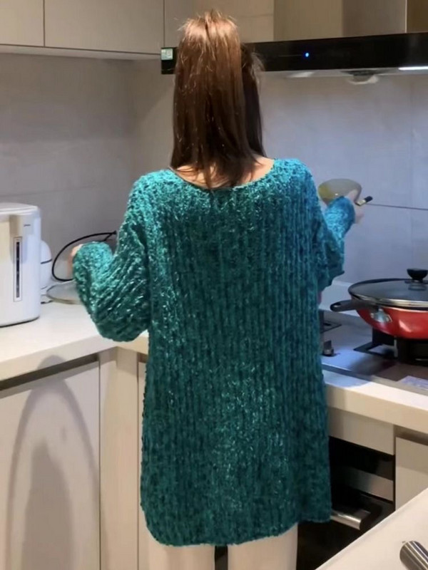 Μόδα Γυναικεία Πουλόβερ Φθινόπωρο Χειμώνας 2023 Νέα με λαιμόκοψη με μασίφ μακρυμάνικο μπλουζάκι LOOSE Vintage πλεκτά Γυναικεία ρούχα Casual Jumpers