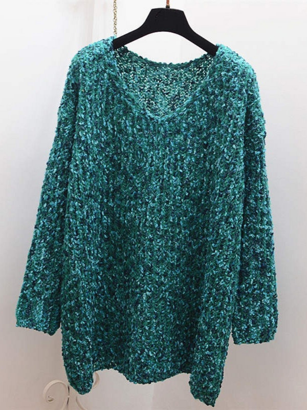 Μόδα Γυναικεία Πουλόβερ Φθινόπωρο Χειμώνας 2023 Νέα με λαιμόκοψη με μασίφ μακρυμάνικο μπλουζάκι LOOSE Vintage πλεκτά Γυναικεία ρούχα Casual Jumpers