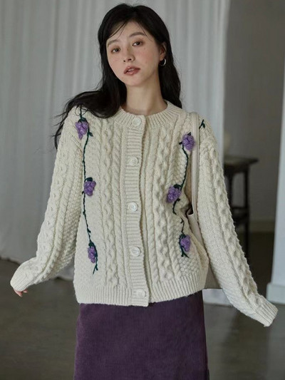 Naiste kampsun, armas, elegantne, soe disain, sügisene sobiv vaba aja Korea stiilis kampsun, lihtne igapäevane naiste retro-tüüpi aplikatsioon