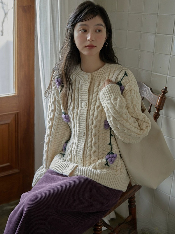 Naiste kampsun, armas, elegantne, soe disain, sügisene sobiv vaba aja Korea stiilis kampsun, lihtne igapäevane naiste retro-tüüpi aplikatsioon