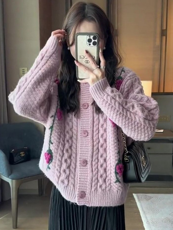 Naiste kampsun, armas, elegantne, soe disain, sügisene sobiv vaba aja Korea stiilis kampsun, lihtne igapäevane naiste retro-tüüpi aplikatsioon