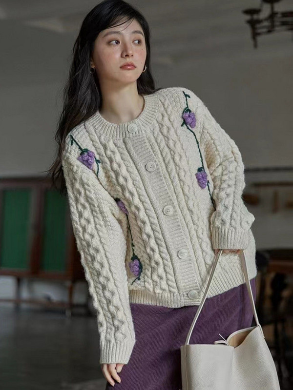 Naiste kampsun, armas, elegantne, soe disain, sügisene sobiv vaba aja Korea stiilis kampsun, lihtne igapäevane naiste retro-tüüpi aplikatsioon