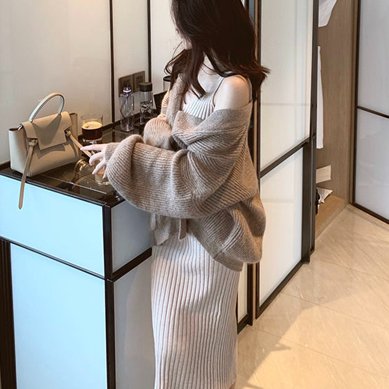 Ženski kardigan s V-izrezom Nježna, udobna, ženska, popularna, udobna, za slobodno vrijeme, jesen, zima, Novo u ponudi Jednobojna dnevna pletenina Ulzzang