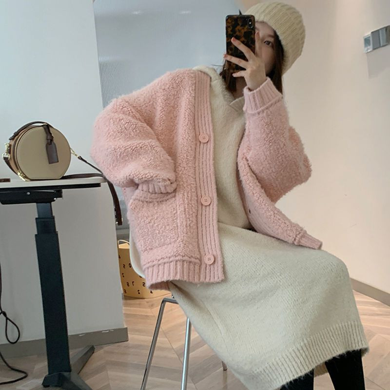 Ženski kardigan u 3 boje, deblja moda Jednobojna jednobojna korejska elegantna ulična odjeća od pletiva Osnovni džepovi Ženski topli džemper Novo