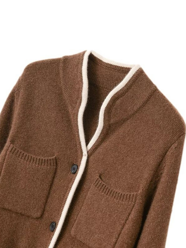 2022 Jesen Zimski pulover Ženski jednobojni samostojeći ovratnik Ležerne majice Korejske modne ženske jakne Bijeli ženski kardigan