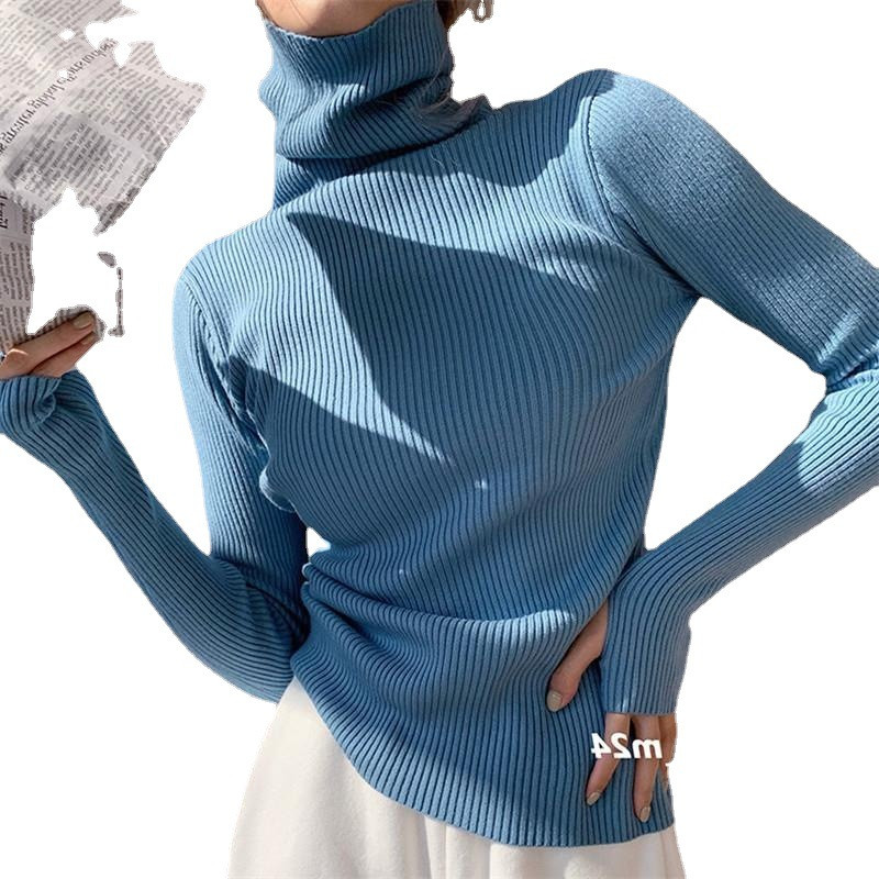 Ženski džemperi s velikim ovratnikom i dolčevitom Jesen Zima Tanki pulover Ženski osnovni gornji dijelovi Ležerni mekani pleteni pulover Mekani topli džemper