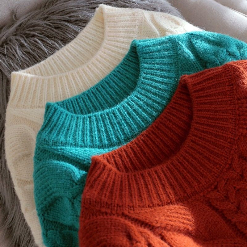 Y2k γιακά Γυναικείο πουλόβερ argyle Άνοιξη χειμώνα Πούλοβερ μασίφ πλέξιμο Oversize Basic Μαύρο Μπλε Λευκό Jumper pull femme allneon