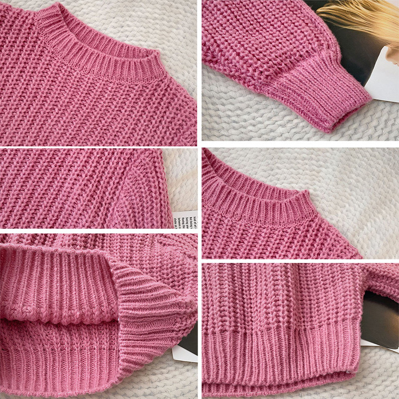 Pleteni puloveri Ženski novi jesenski skraćeni korejski popularni džemper Široki univerzalni vintage jednostavan šik ulični Ulzzang slobodno vrijeme