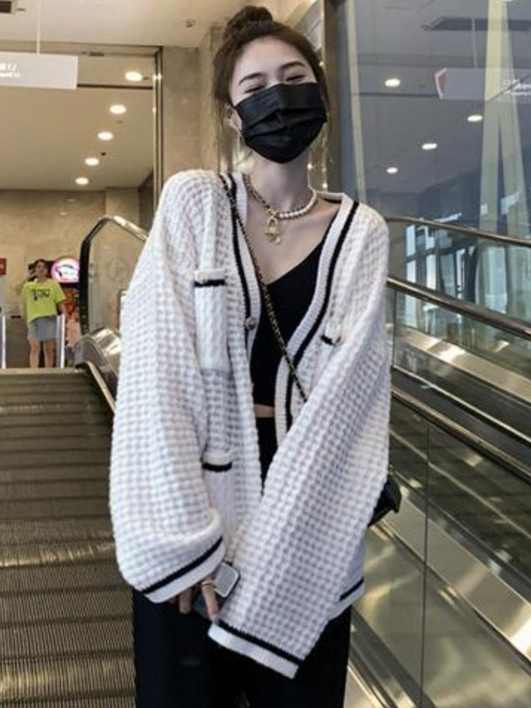 Ženski kardigan za pletenje, jednobojni jesenski džepovi, uzročni, jednostavni, sveobuhvatni, ulični, uredski damski, slatki, elegantni stil, osnove trendi novo