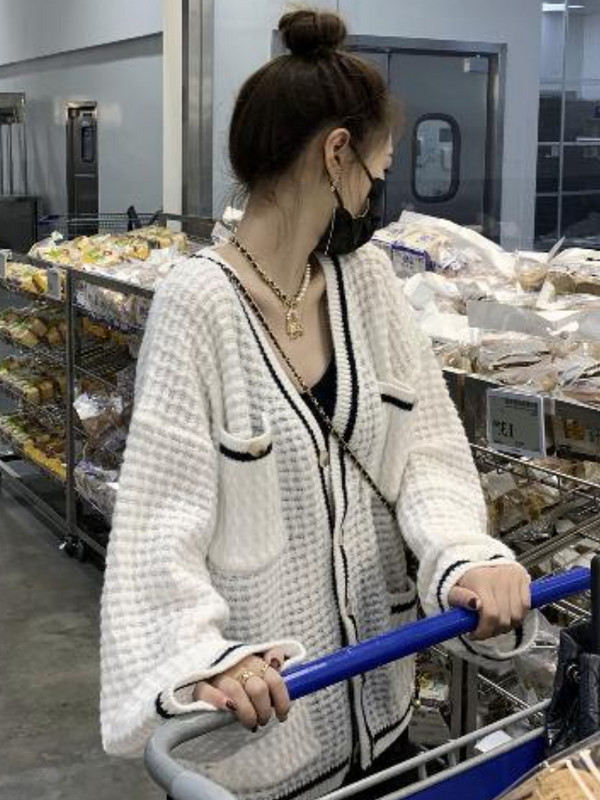 Ženski kardigan za pletenje, jednobojni jesenski džepovi, uzročni, jednostavni, sveobuhvatni, ulični, uredski damski, slatki, elegantni stil, osnove trendi novo